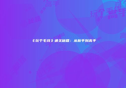 《玩个毛线》通关秘籍：从新手到高手