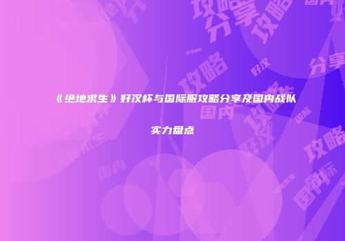 《绝地求生》好汉杯与国际服攻略分享及国内战队实力盘点
