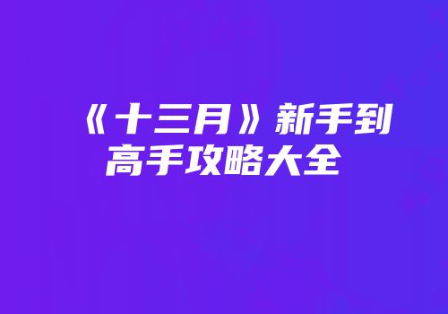 《十三月》新手到高手攻略大全