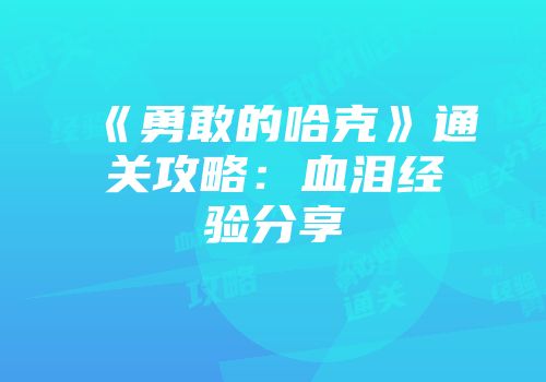 《勇敢的哈克》通关攻略：血泪经验分享