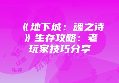 《地下城：魂之诗》生存攻略：老玩家技巧分享
