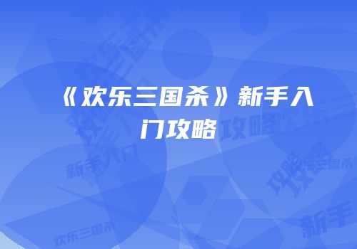 《欢乐三国杀》新手入门攻略
