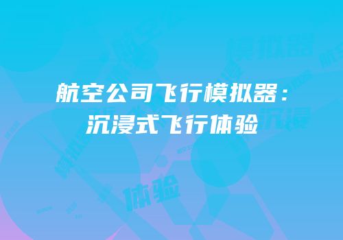航空公司飞行模拟器：沉浸式飞行体验