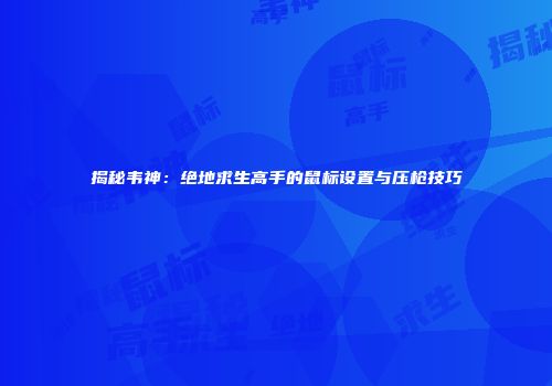 揭秘韦神：绝地求生高手的鼠标设置与压枪技巧