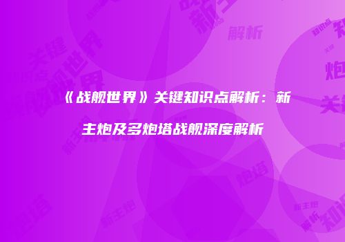 《战舰世界》关键知识点解析：新主炮及多炮塔战舰深度解析
