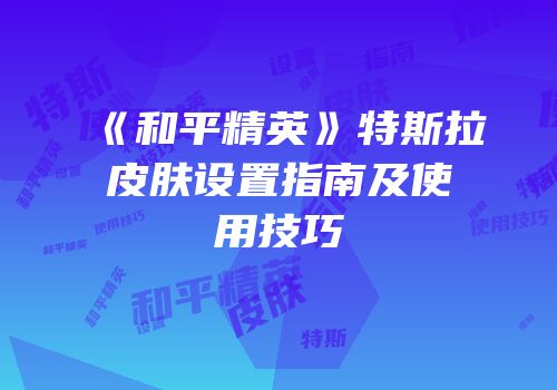 《和平精英》特斯拉皮肤设置指南及使用技巧