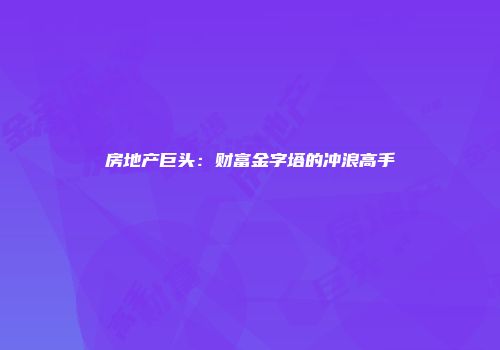 房地产巨头：财富金字塔的冲浪高手