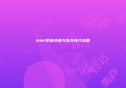 DNF职业详解与生存技巧攻略