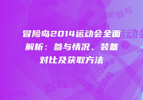 冒险岛2014运动会全面解析：参与情况、装备对比及获取方法