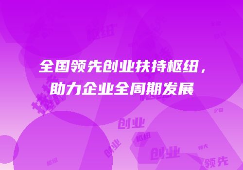 全国领先创业扶持枢纽，助力企业全周期发展