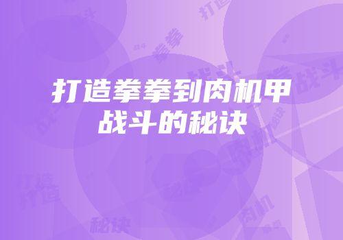 打造拳拳到肉机甲战斗的秘诀