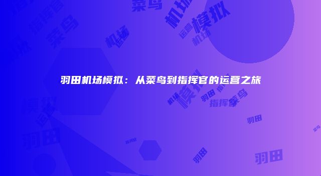 羽田机场模拟：从菜鸟到指挥官的运营之旅