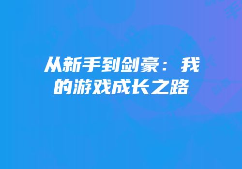 从新手到剑豪：我的游戏成长之路