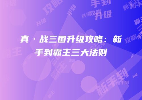 真·战三国升级攻略：新手到霸主三大法则