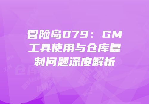 冒险岛079：GM工具使用与仓库复制问题深度解析