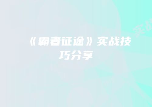 《霸者征途》实战技巧分享