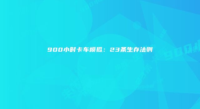 900小时卡车模拟：23条生存法则