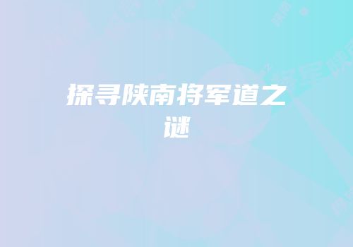 探寻陕南将军道之谜
