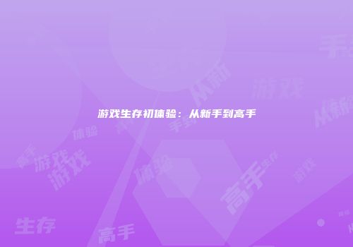游戏生存初体验：从新手到高手