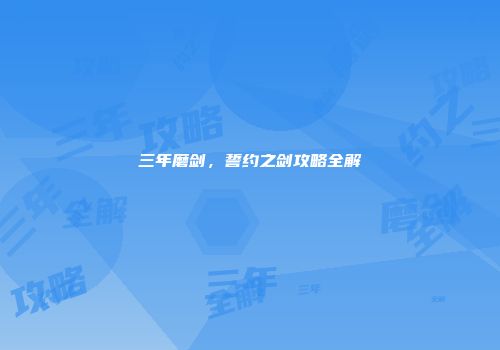 三年磨剑，誓约之剑攻略全解
