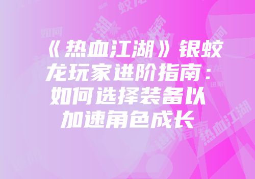《热血江湖》银蛟龙玩家进阶指南：如何选择装备以加速角色成长