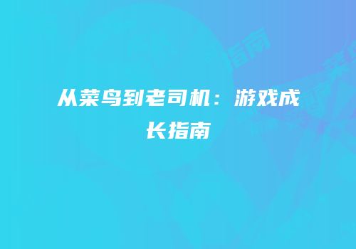 从菜鸟到老司机：游戏成长指南