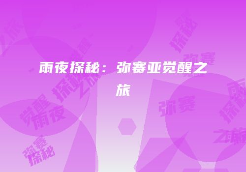 雨夜探秘：弥赛亚觉醒之旅