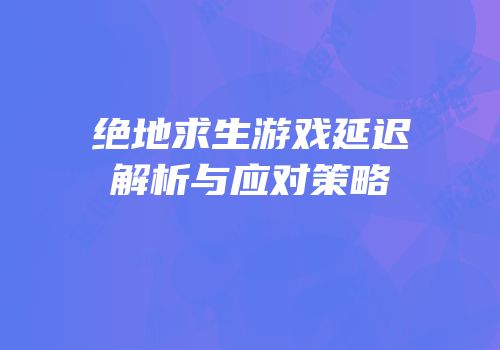绝地求生游戏延迟解析与应对策略