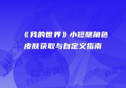 《我的世界》小短腿角色皮肤获取与自定义指南