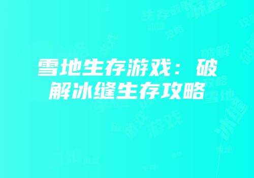 雪地生存游戏：破解冰缝生存攻略