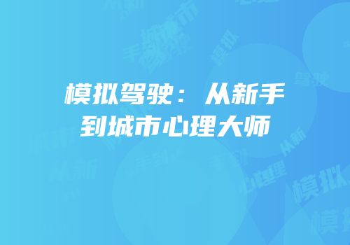 模拟驾驶：从新手到城市心理大师