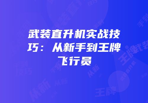 武装直升机实战技巧：从新手到王牌飞行员