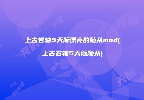 上古卷轴5天际漂亮的随从mod(上古卷轴5天际随从)