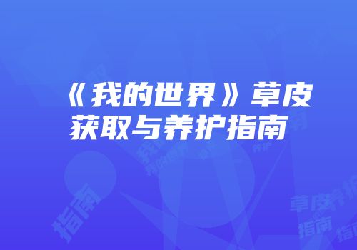 《我的世界》草皮获取与养护指南