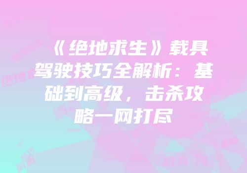 《绝地求生》载具驾驶技巧全解析：基础到高级，击杀攻略一网打尽