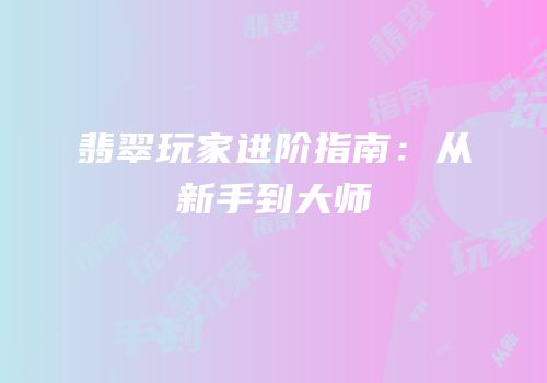 翡翠玩家进阶指南：从新手到大师