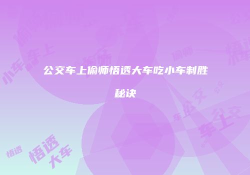 公交车上偷师悟透大车吃小车制胜秘诀