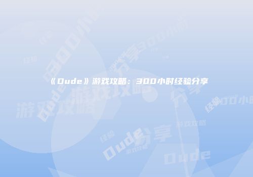 《Dude》游戏攻略：300小时经验分享