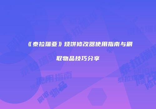 《泰拉瑞亚》烧饼修改器使用指南与刷取物品技巧分享