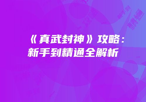 《真武封神》攻略：新手到精通全解析