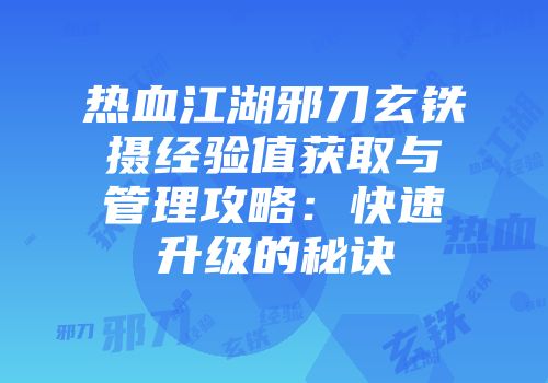 热血江湖邪刀玄铁摄经验值获取与管理攻略：快速升级的秘诀