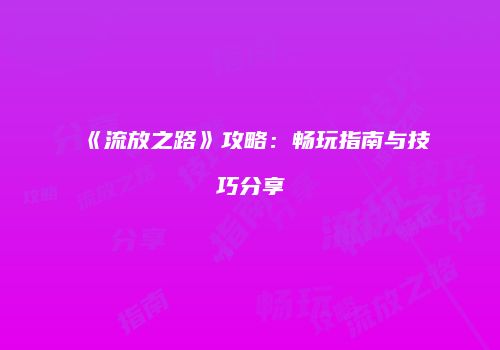 《流放之路》攻略：畅玩指南与技巧分享
