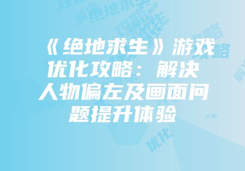 《绝地求生》游戏优化攻略：解决人物偏左及画面问题提升体验