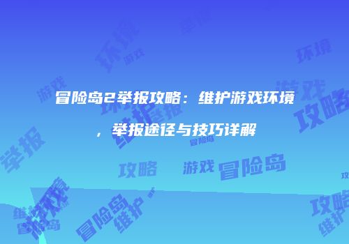 冒险岛2举报攻略：维护游戏环境，举报途径与技巧详解
