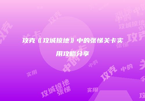 攻克《攻城掠地》中的张悌关卡实用攻略分享