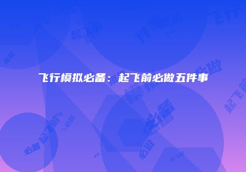 飞行模拟必备：起飞前必做五件事