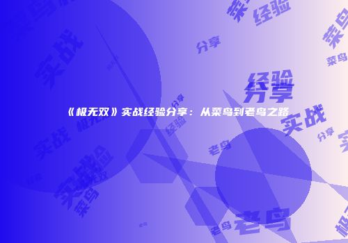 《极无双》实战经验分享：从菜鸟到老鸟之路