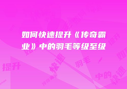 如何快速提升《传奇霸业》中的羽毛等级至级