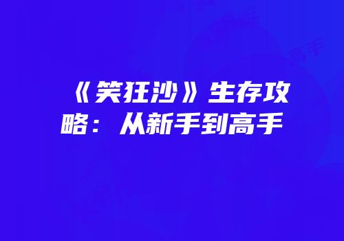 《笑狂沙》生存攻略：从新手到高手