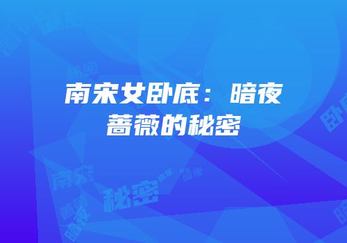 南宋女卧底：暗夜蔷薇的秘密